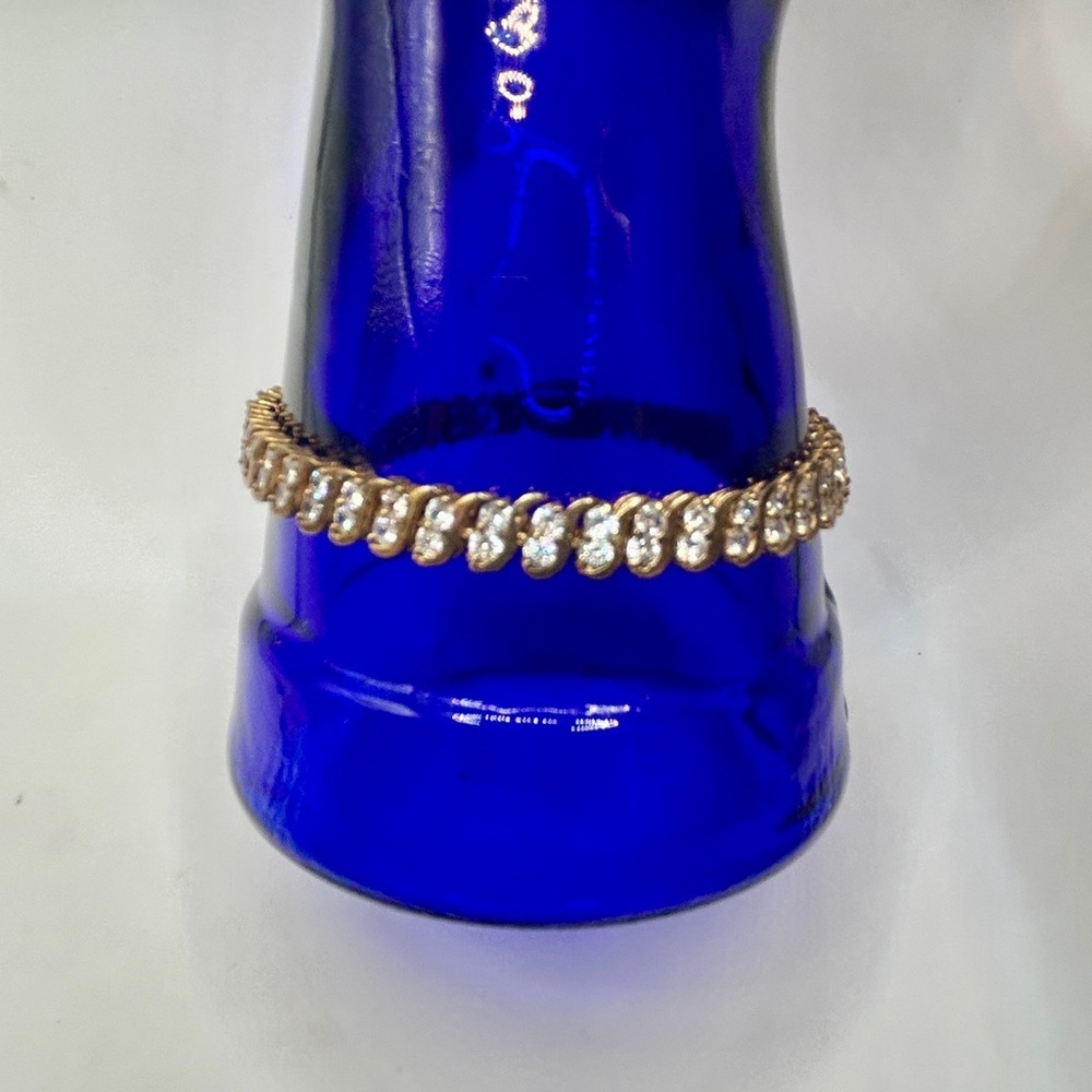 Vintage Designer Gold Vermeil Sterling Tennis Bracelet​ - Picture 7 of 11